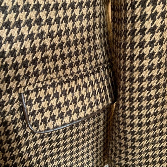 VINTAGE Brown/Tan Houndstooth Structured Blazer Size 10 - Picture 8 of 14